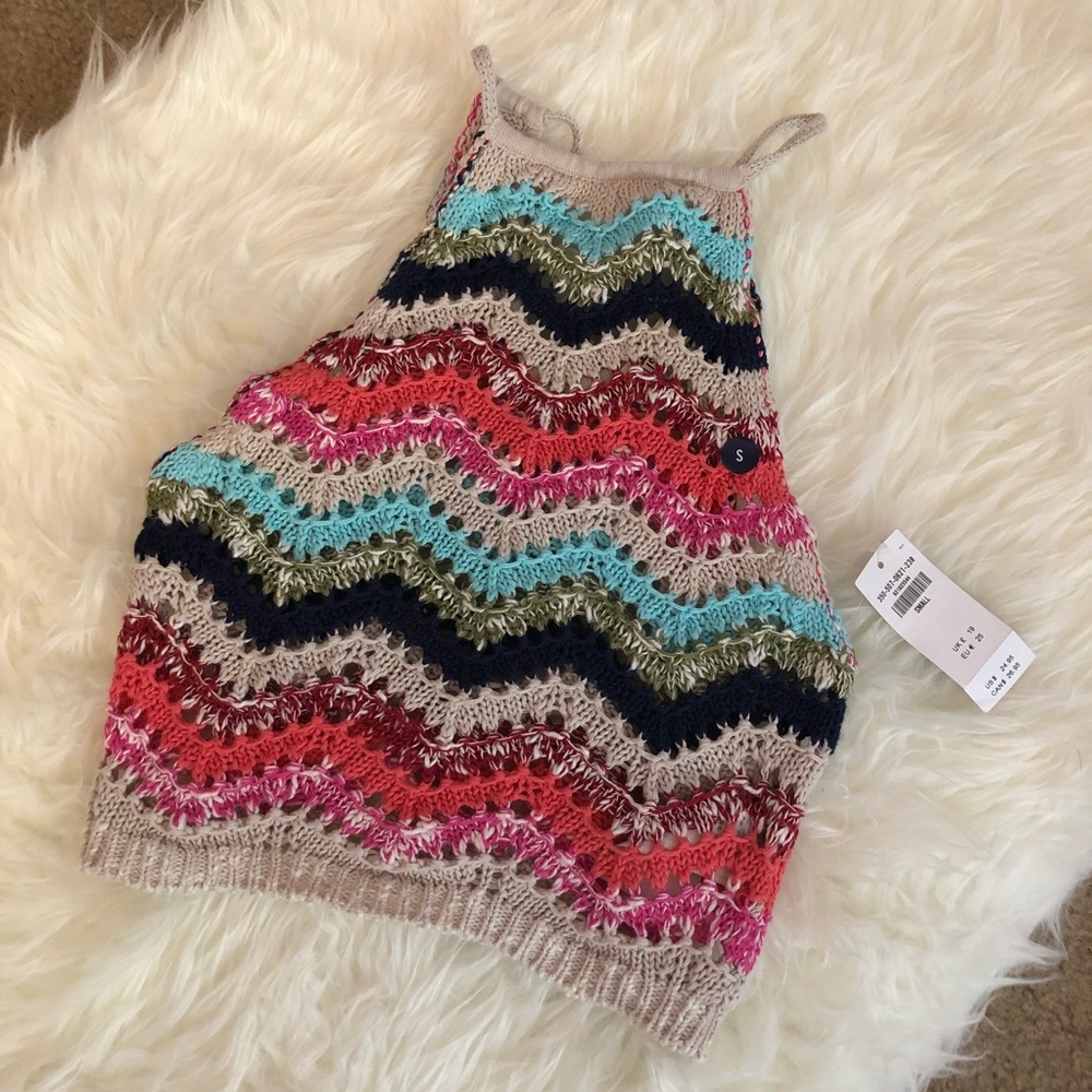 Crochet High Neck Crop Top